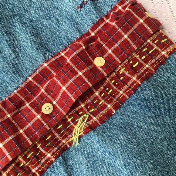 Tommy Jean Overalls 90s Vintage Rework Hilfiger Convertible Spell Out Patches S - Picture 10 of 12